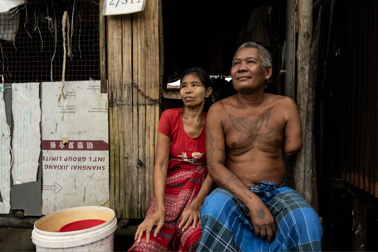 Lebensbedingungen im Slum von Yangon, Myanmar